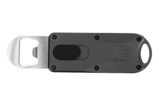 Cobratec OTF Bottle Opener with Pocket Clip has a grey aluminum body